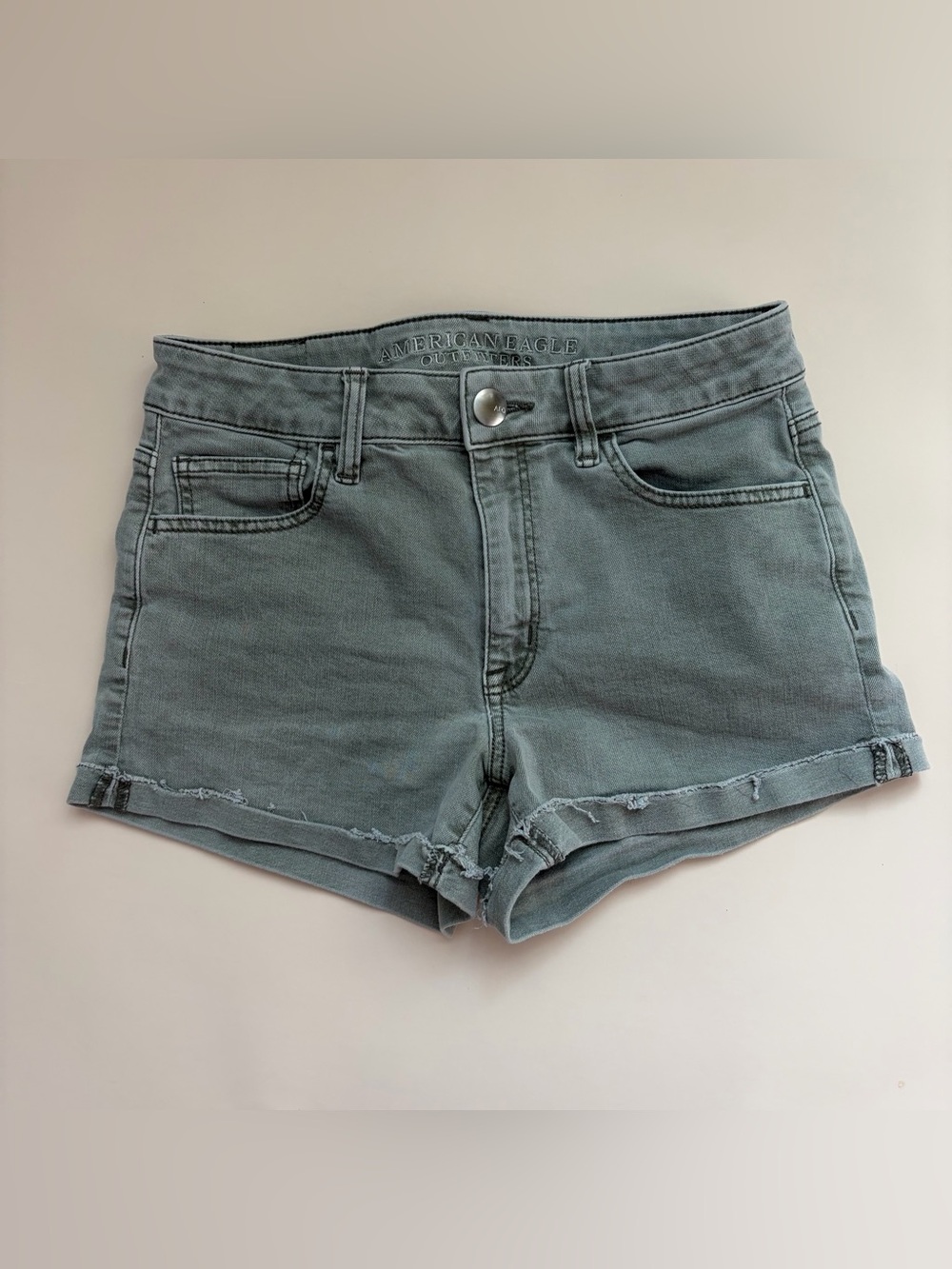 American Eagle Outfitters Sage Green Denim Cutoff Shorts